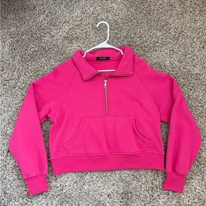 Fuchsia Quarter-Zip Women's Sweatshirt